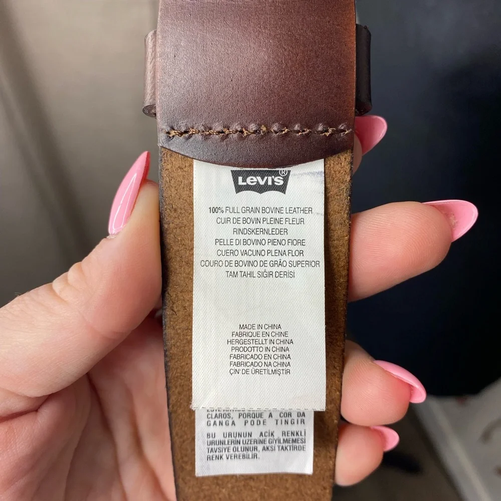 Levi's Brown Leather Belt with Silver Buckle